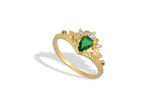 Anel Duplo Encaixa Pedra Verde — Ref. AN152