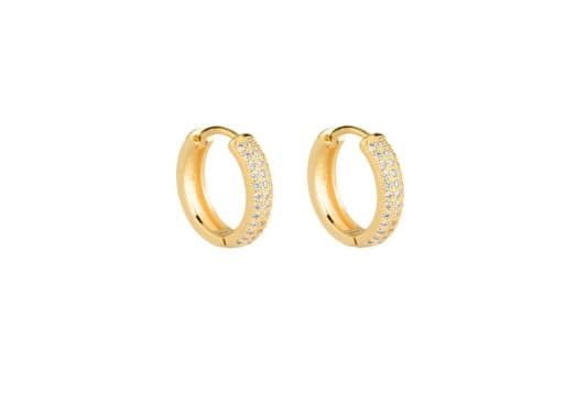 Brinco Argola Clique Fileiras Cravejadas Vazada — Ref. BR1200006