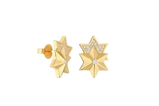 Brinco Clássico Estrelas Lisa E Cravejada — Ref. BR2590006