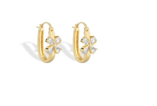 Brinco Argola Charneira Flor — Ref. BR7050006