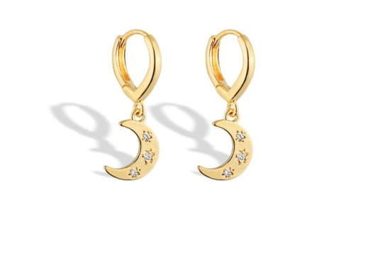 Brinco Argola Lua Tres Estrela — Ref. BR7360006